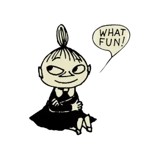 😉 Little My Moomins WHAT FUN! dibujos animados, Moomins, Little My, diversión, personaje telegram sticker