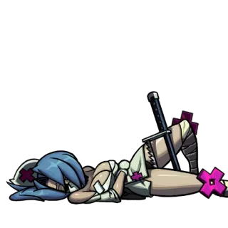 🌡 Valentine Skullgirls Video game, Anime, Perawat, Pedang, Kalah, Berbaring telegram sticker