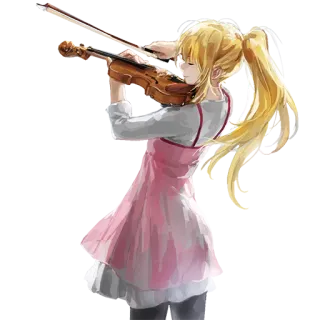 🎻 anime, ragazza, violino, musica, capelli lunghi telegram sticker