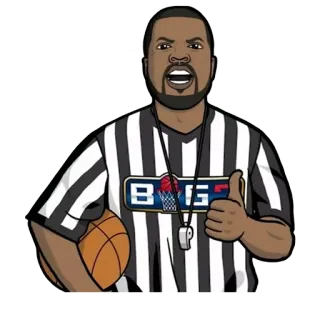 👍 Ice Cube Big3 cubetto di ghiaccio, pallacanestro, arbitro, pollice in su, Big3 telegram sticker
