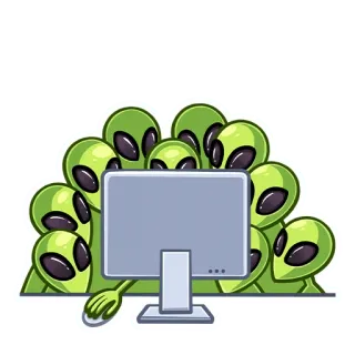 🖥 Aliens, Computer, Außerirdische, Technologie, Gruppe, Überwachung telegram sticker
