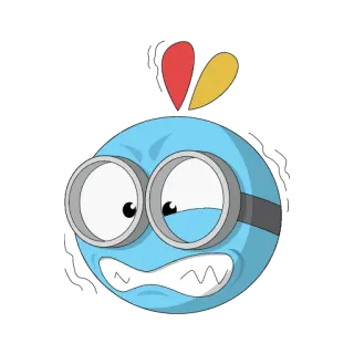 😠 Cartone animato, Minion, Blu, Preoccupato, Arrabbiato, Espressione telegram sticker
