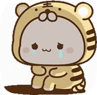 😥 tigre, triste, piangere, animale, carino, cartone animato telegram sticker