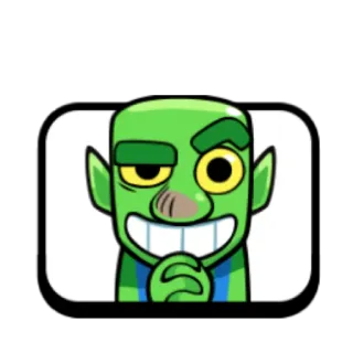 😈 goblin, clash royale, green, cartoon, smirk, character telegram sticker