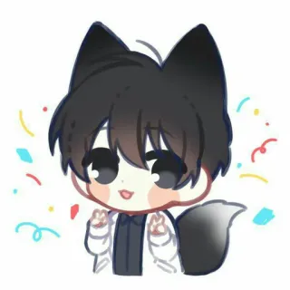📖 Anime, Chibi, Zorro, Kawaii, Lindo, Orejas de animales whatsapp sticker