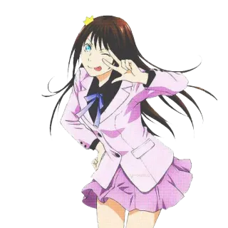 😜 anime, girl, school uniform, peace sign, cute, wink telegram sticker
