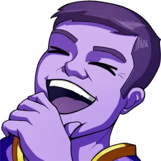 😆 rire, violet, dessin animé, joyeux, souriant whatsapp sticker