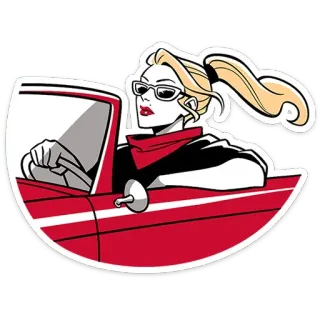 🚗 wanita, menyetir, mobil, retro, pirang, kacamata hitam telegram sticker