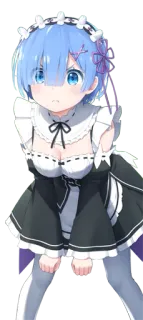 😒 Rem Re:Zero Anime, Maid, Lindo, Pelo Azul, Fanart whatsapp sticker