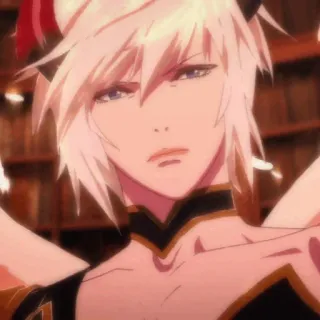 🍎 Anime, Ác quỷ, Sừng, Fantasy, Tóc trắng, Nam, Nghiêm túc, Nhân vật telegram sticker