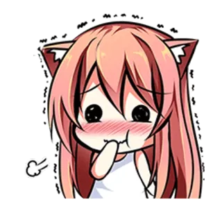 😂 Аниме, Манга, Кавай, Девушка-кошка, Краснеющий, Мультфильм, Милый telegram sticker