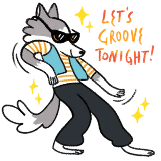 💃 lobo, gafas de sol, dibujos animados, animal, pegatina, ilustración telegram sticker