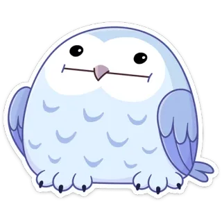 😐 búho, pájaro, lindo, animal, pegatina, dibujo animado whatsapp sticker