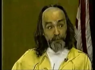 😯 Charles Manson Charles Manson, crime, meurtre, chef de secte, tribunal, prison telegram sticker