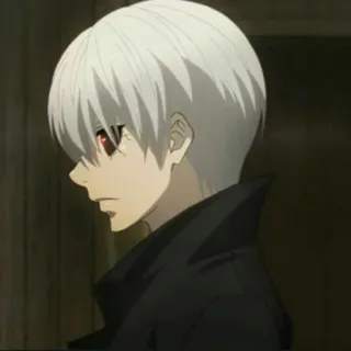 🔥 Ken Kaneki Tokyo Ghoul 애니, 캐릭터, 흰 머리, 빨간 눈, 만화, 구울 telegram sticker