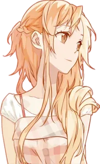 🙂 Asuna Yuuki Sword Art Online animé, fille, cheveux blonds, illustration, dessin animé whatsapp sticker