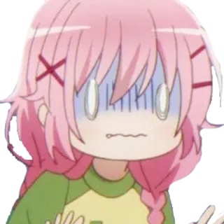 😰 动漫, 卡通, 女孩, 害怕, 表情, 粉色头发 telegram sticker