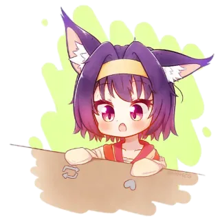❤ anime, chibi, cute, cartoon, cat ears, purple hair telegram sticker