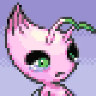 😢 Pixel art, Rosa, Criatura, Fofo, Planta, Arte digital telegram sticker