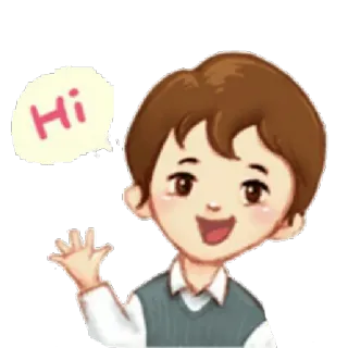 ✋ Hi garçon, dessin animé, salutation, amical, salut telegram sticker