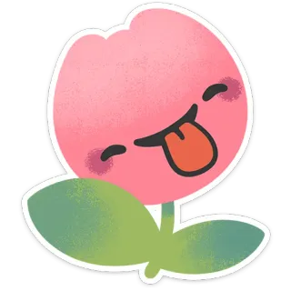 😝 花, かわいい, 漫画, ピンク, 植物, 面白い, 舌 telegram sticker