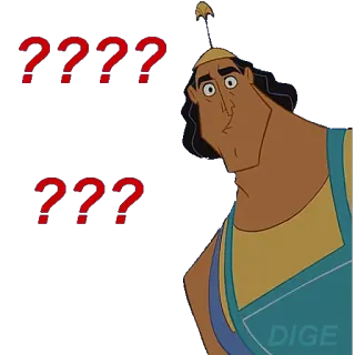 ❓ Kronk The Emperor's New Groove การ์ตูน, ดิสนีย์, ครังก์, สีหน้า, คำถาม telegram sticker