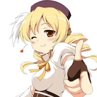 😉 Mami Tomoe Puella Magi Madoka Magica anime, manga, cute, girl, wink, character telegram sticker