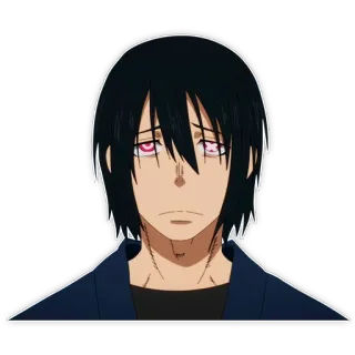 🙁 anime, character, manga, black hair, red eyes telegram sticker