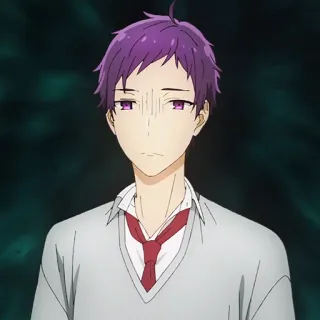 ✏️ anime, boy, purple hair, red tie, school uniform telegram sticker