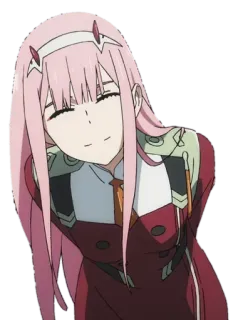😄 Zero Two Darling in the Franxx Anime, Zero Two, Darling in the Franxx, Personaje, Chica, Pelo rosa telegram sticker