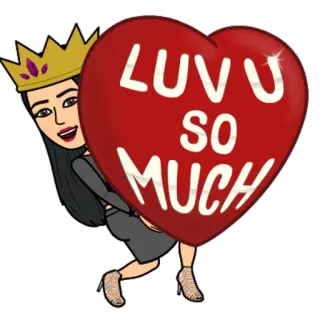 💕 LUV U SO MUCH amour, cœur, Bitmoji, reine, affection, salutation telegram sticker