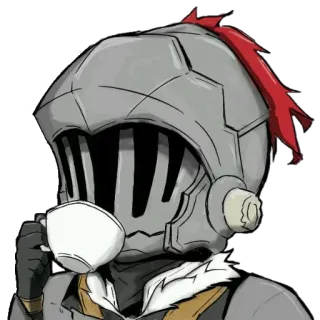 ☕ Goblin Slayer anime, manga, Goblin Slayer, knight, helmet, tea telegram sticker