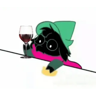 🍷 Ralsei Deltarune juego, RPG, cabra, vino, beber telegram sticker