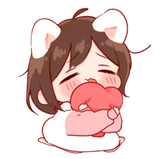 💞 mono, kawaii, anime, corazón, chica whatsapp sticker