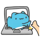 💻 kucing, komputer, stiker, biru, hewan telegram sticker