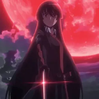 🦸‍♂ Akame Akame ga Kill! anime, miecz, czerwony księżyc, kobieta, długie włosy telegram sticker