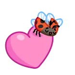 💜 mariquita, corazón, amor, lindo, insecto, dibujos animados whatsapp sticker