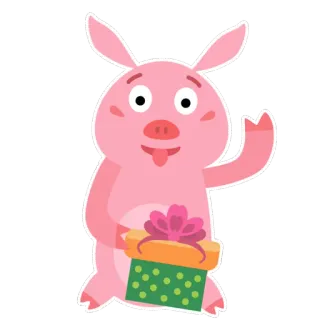 🐷 cochon, animal, dessin animé, cadeau, présent, mignon, rose whatsapp sticker