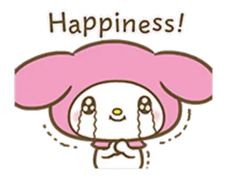 😭 My Melody Happiness! Sanrio, kawaii, fofo, feliz, chorando, anime, rosa telegram sticker