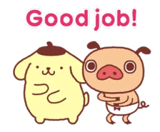 👍 Good job! cartoon, animals, cute, greeting, pommpompurin, pig telegram sticker