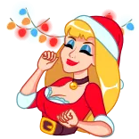 💃 christmas, santa, girl, cartoon, festive, holiday telegram sticker
