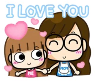👩 I LOVE YOU love, cute, cartoon, heart, couple, relationship, family whatsapp sticker