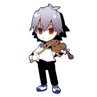 🔹 Anime, Chibi, Violín, Música, Dibujos animados, Personaje telegram sticker