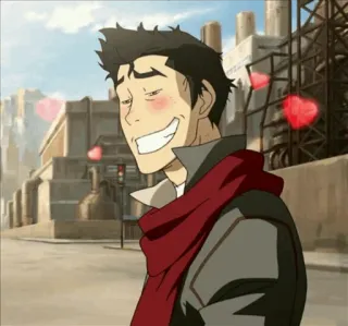 😍 Mako The Legend of Korra cartoon, animation, character, smile, love, blush, red hearts telegram sticker