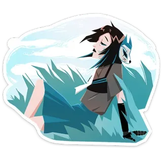 😔 anime girl, character, sitting, mask, illustration telegram sticker