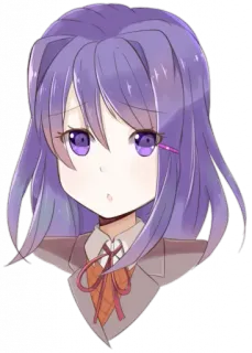 💜 Yuri Doki Doki Literature Club! Anime, Manga, Chân dung, Dễ thương, Cô gái, Tóc tím, Yuri telegram sticker