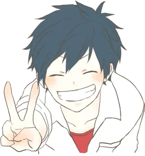 😁 Anime, Friedenszeichen, Junge, Cartoon telegram sticker