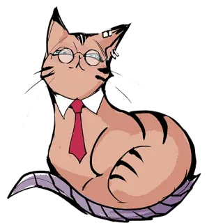 😼 cat, kitten, animal, cute, tie, glasses, anthropomorphic telegram sticker