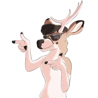 👈 Hirsch, Fell, Anthropomorph, Tier, Cartoon, Brille, Sonnenbrille telegram sticker