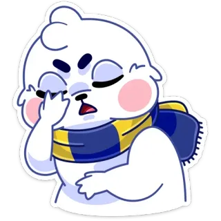 🤦‍♀️ Dessin animé, Ours blanc, Mignon, Contrarié, Triste, Hiver, Écharpe whatsapp sticker